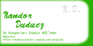 nandor duducz business card